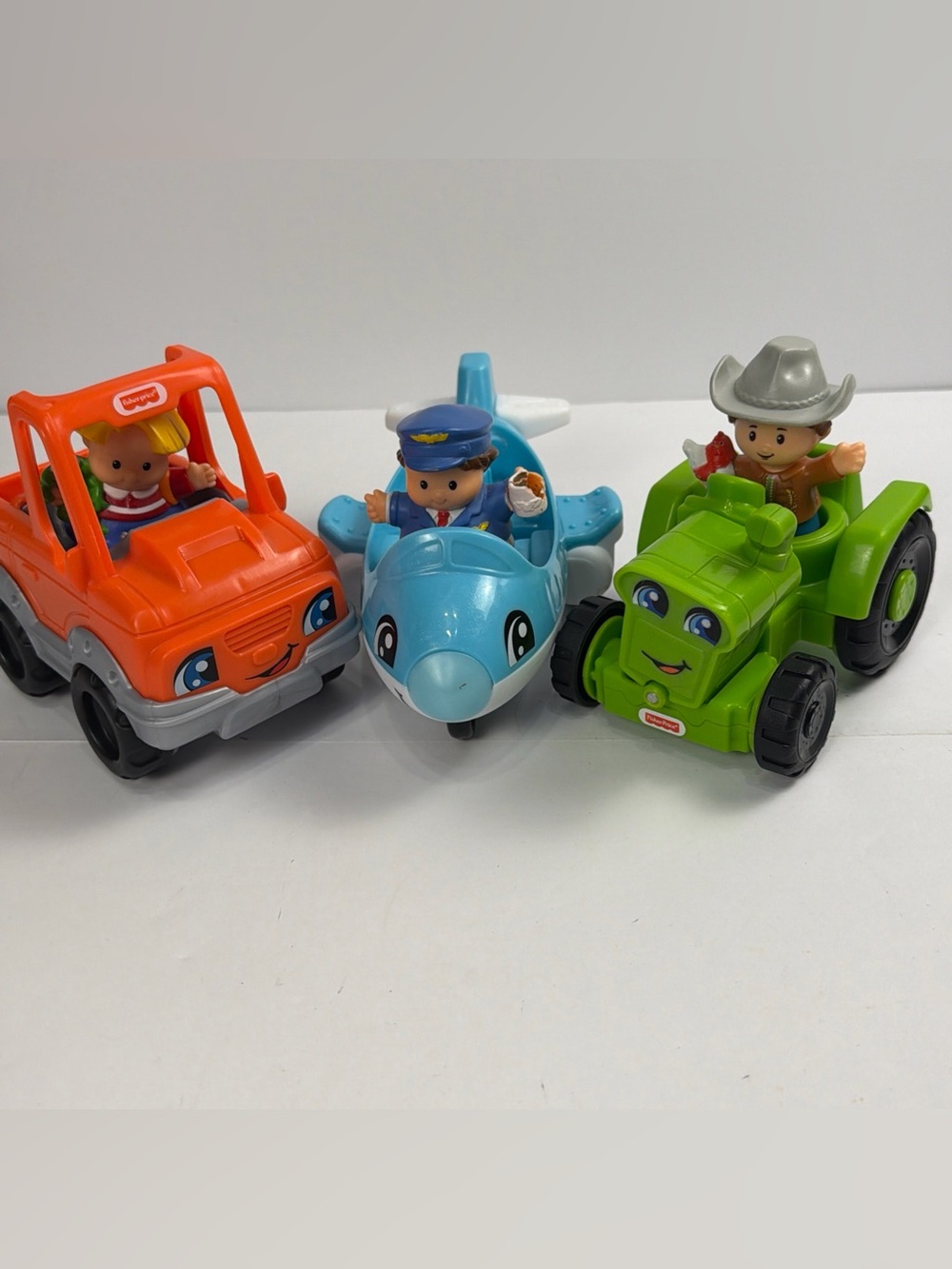 Little People Toy Vehicle & Figure 6 piece lot Tractor Plane Orange Car